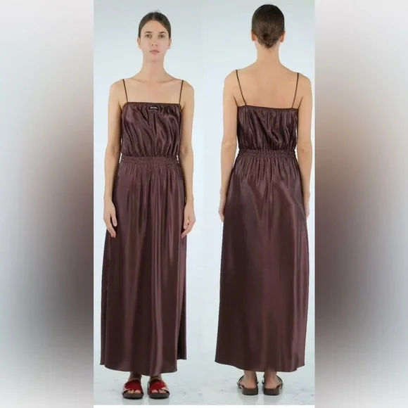 Miu Miu Burgundy Satin Midi Dress - Picture 5 of 5